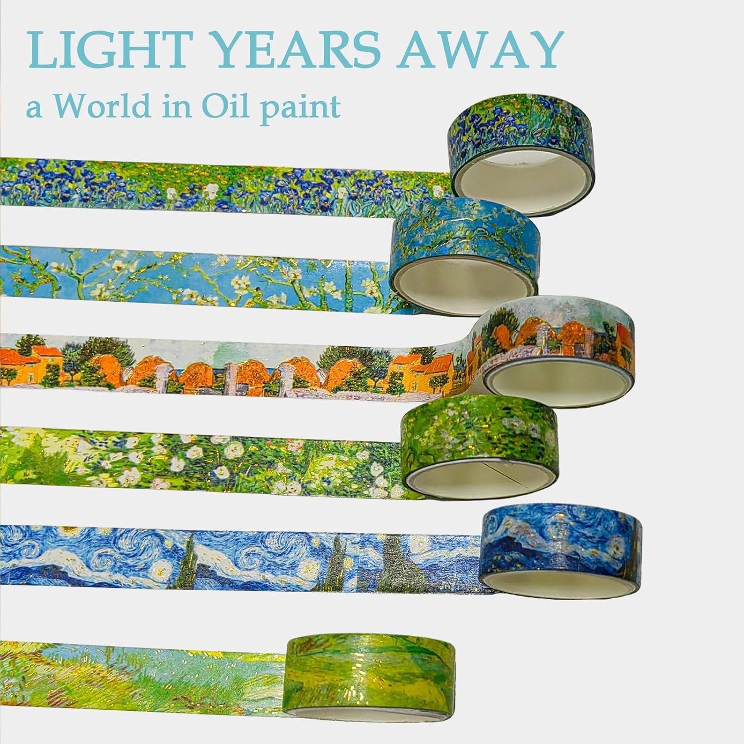 20 Rolls Washi Tape Set, Starry Night Van Gogh Oil Painting Tape Set image 5