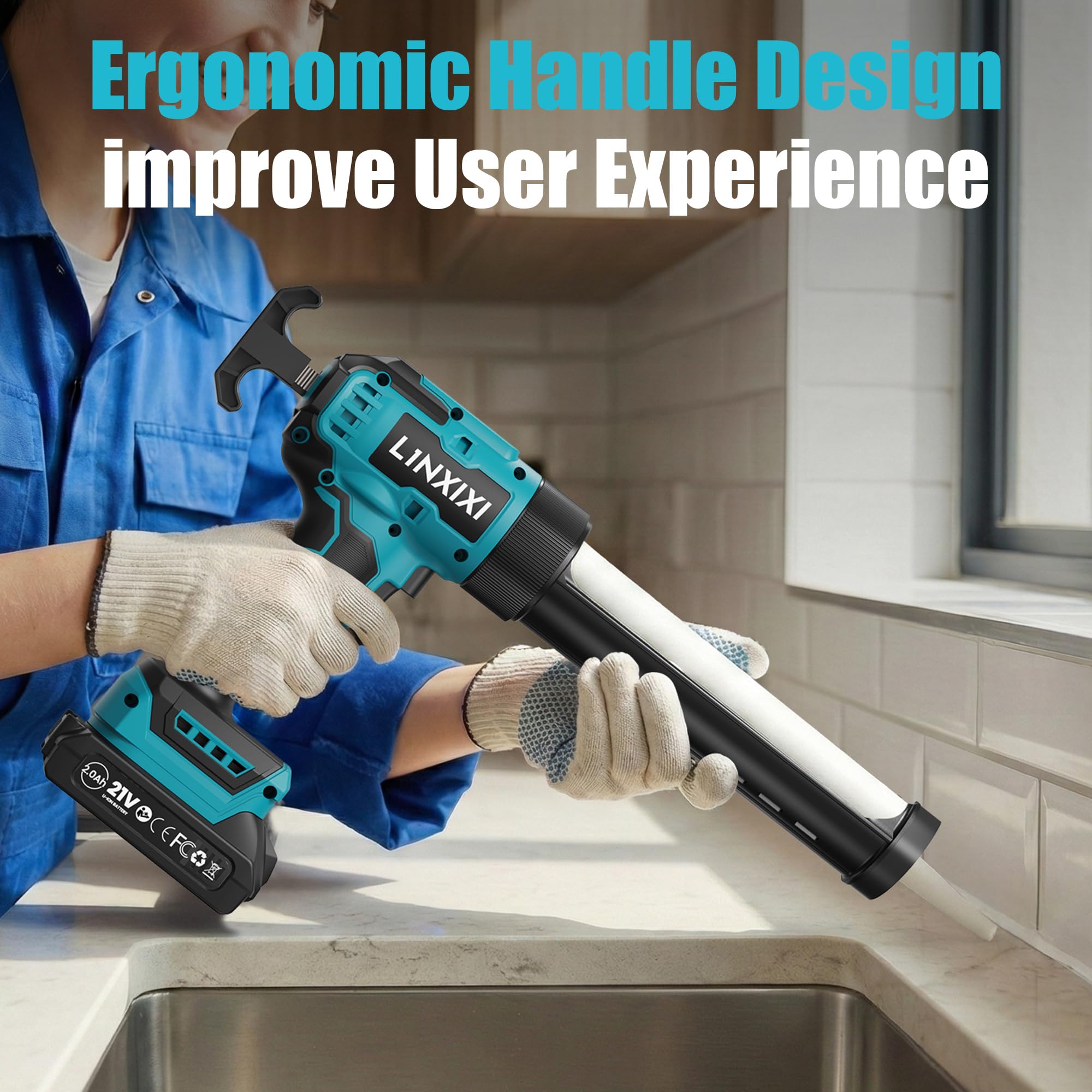 Prensa de cartuchos de batería compatible con Makita 18 V, prensa de cartuchos eléctrica, pistola de silicona con LED, velocidad regulable, antigoteo para reparación de montaje (sin batería)