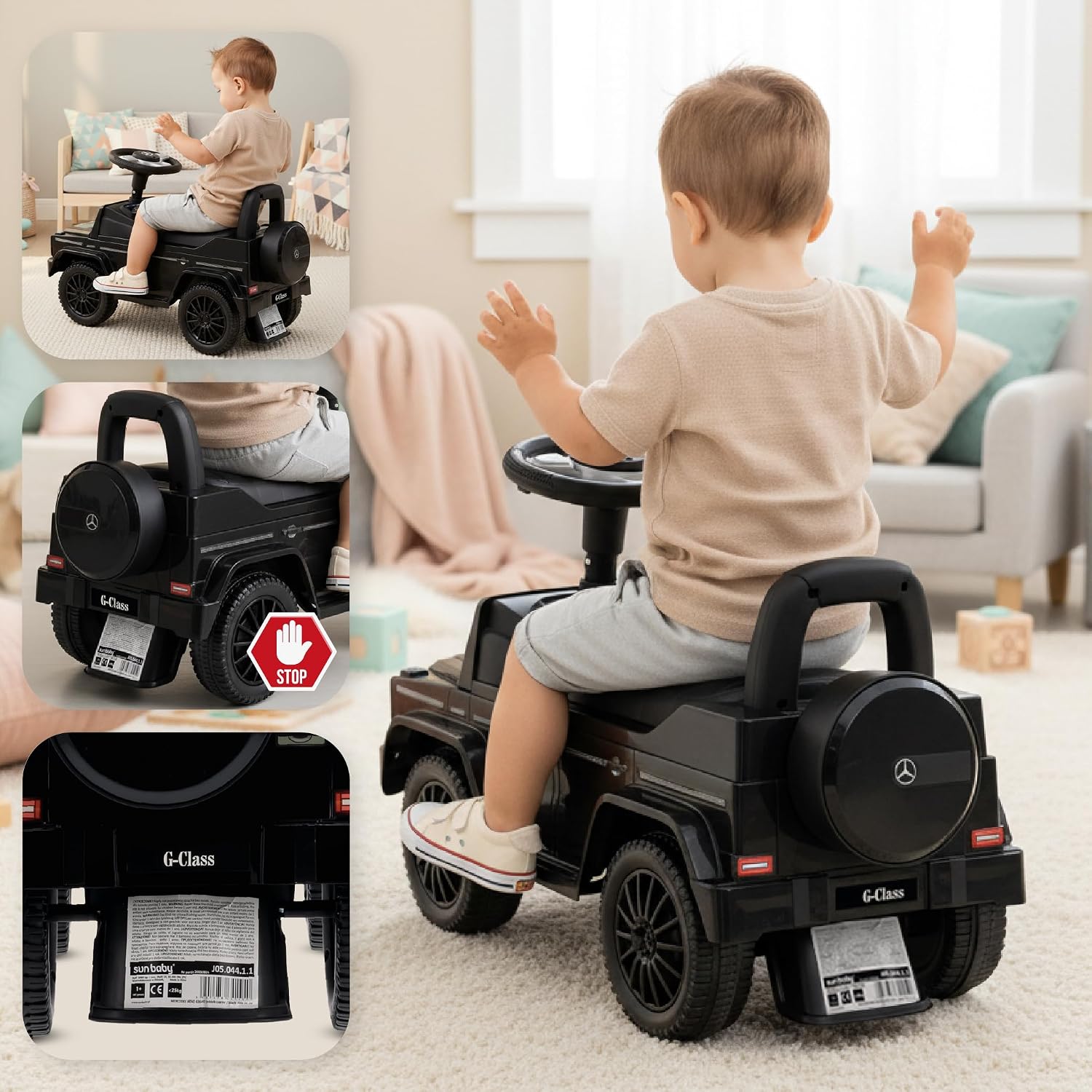 Porteur tout-terrain enfant avec grandes roues et roue de secours