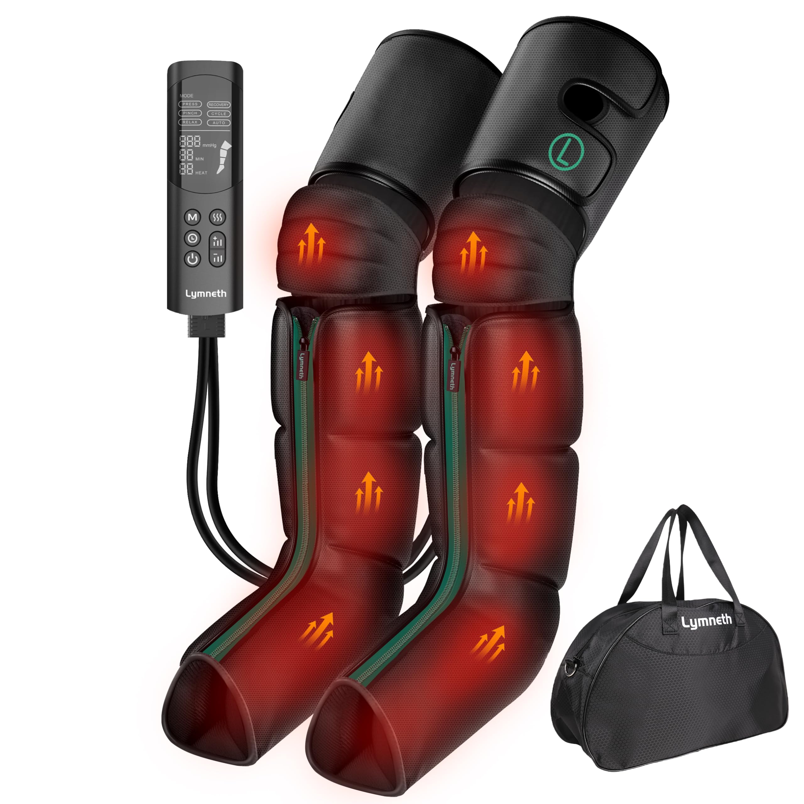 Masajeador de piernas de compresión de aire para circulación y alivio del dolor, botas de recuperación completa de piernas con calefacción, dispositivo de terapia para atletas, personas