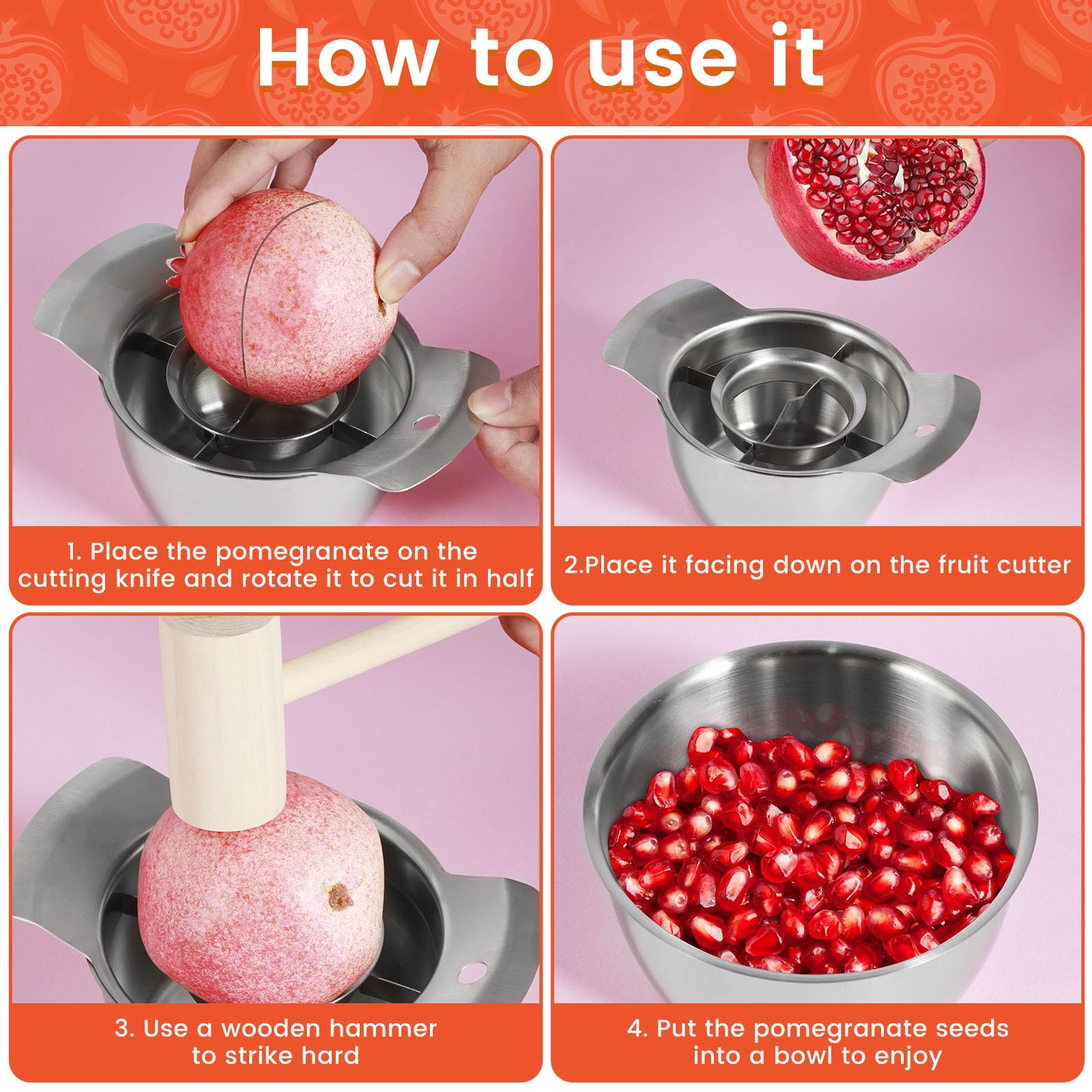 Éplucheur De Grenade En Acier Inoxydable Avec Bol - Outil De