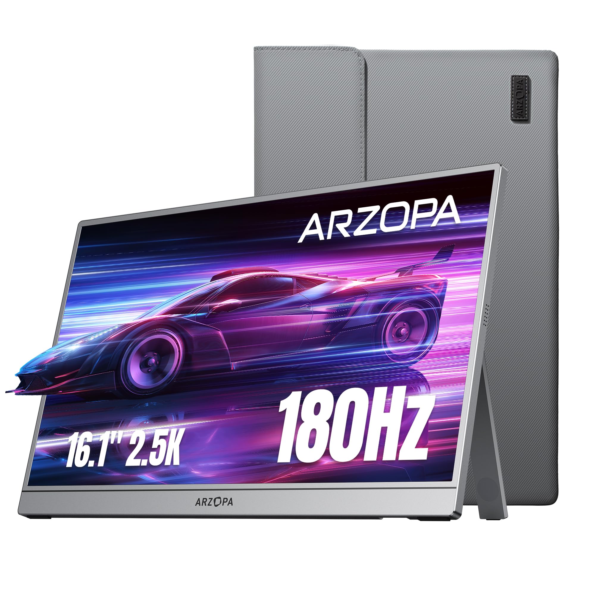 ARZOPA 16.1'' 180Hz 2.5K Portable Monitor, 2560x1440 QHD 107% sRGB -Z3FC | Kickstand Portable Gaming Monitor with HDR, Ultra Slim, Eye Care, External Second Screen for Laptop, PC, PS5, Mac, Xbox