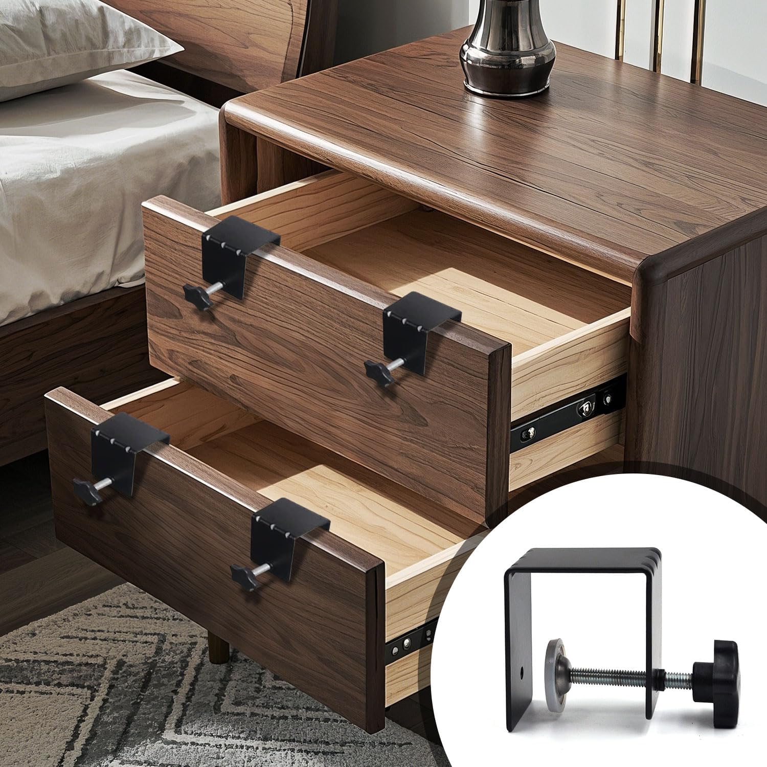 (8 PACK) Drawer Fixing Clip Drawer Front Installation Clamps for Accurate and Fast Installation of Door Front Knobs Pulls Handles Flexible Drill Hole Guide Position Tools