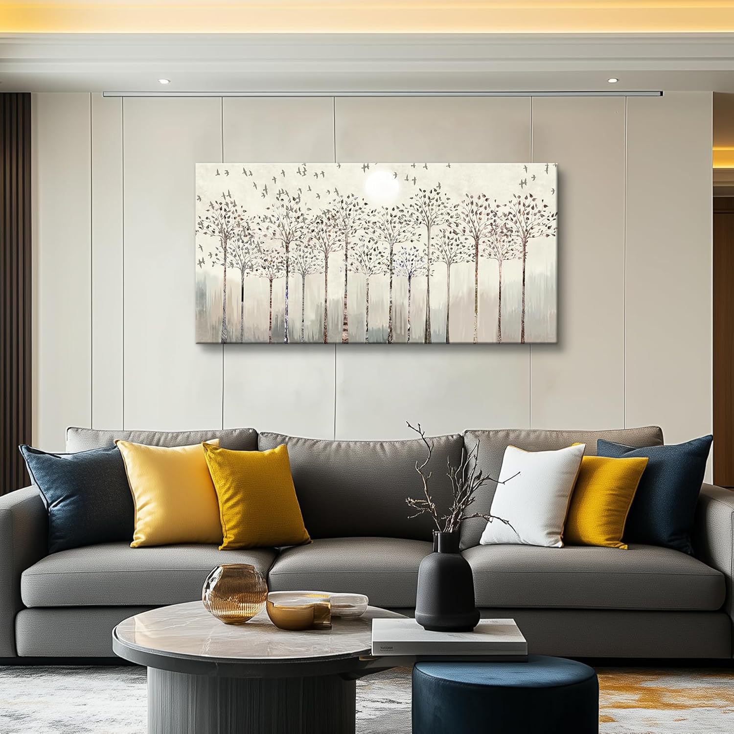 Canvas Wall Art For Living Room Trees And Birds Abstract Paintings Kitchen Wall Decor Office Canvas Prints Artworks Pictures Wall Decorations For Bedroom,Large Size Fashion Modern Home Decoration