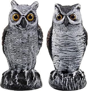Fake Owl Sculptures Decoy, Scarecrow Keeps Birds Away from Gardens, Rooftops, and Patios, for Outdoor Garde, for Living Room Decorations, Bedroom, Office, Garden, Bookshelf Decor Statue (2pcs)