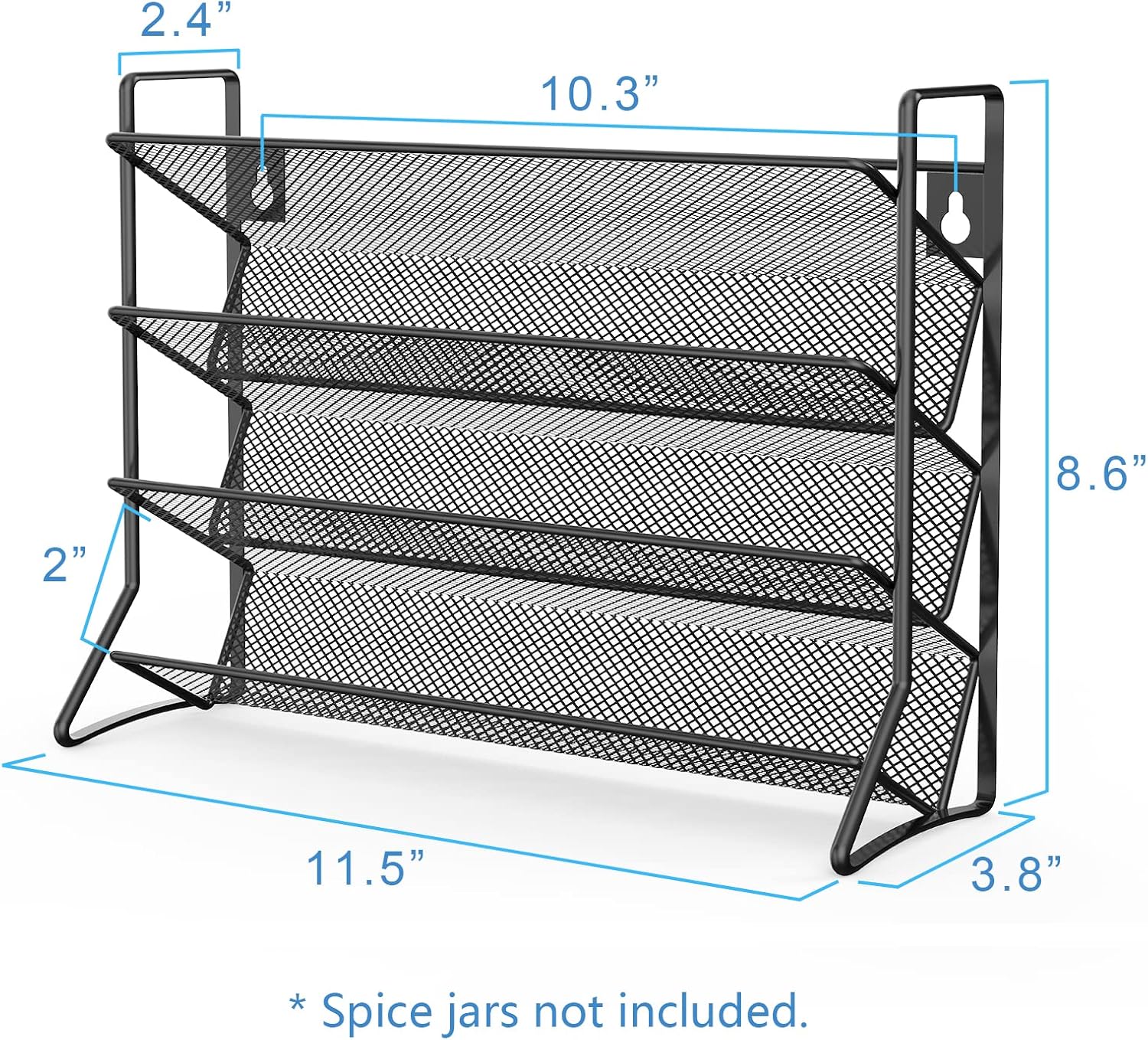Spice Rack, 4 Tier Spice Rack Organizer for Cabinet Auledio Spice Rack Organizer for 4oz Spice Jar, Spice Rack Wall Mount Black Hanging Spice Rack Spice Storage，2 Packs（Spice Jars not Included) : Home & Kitchen
