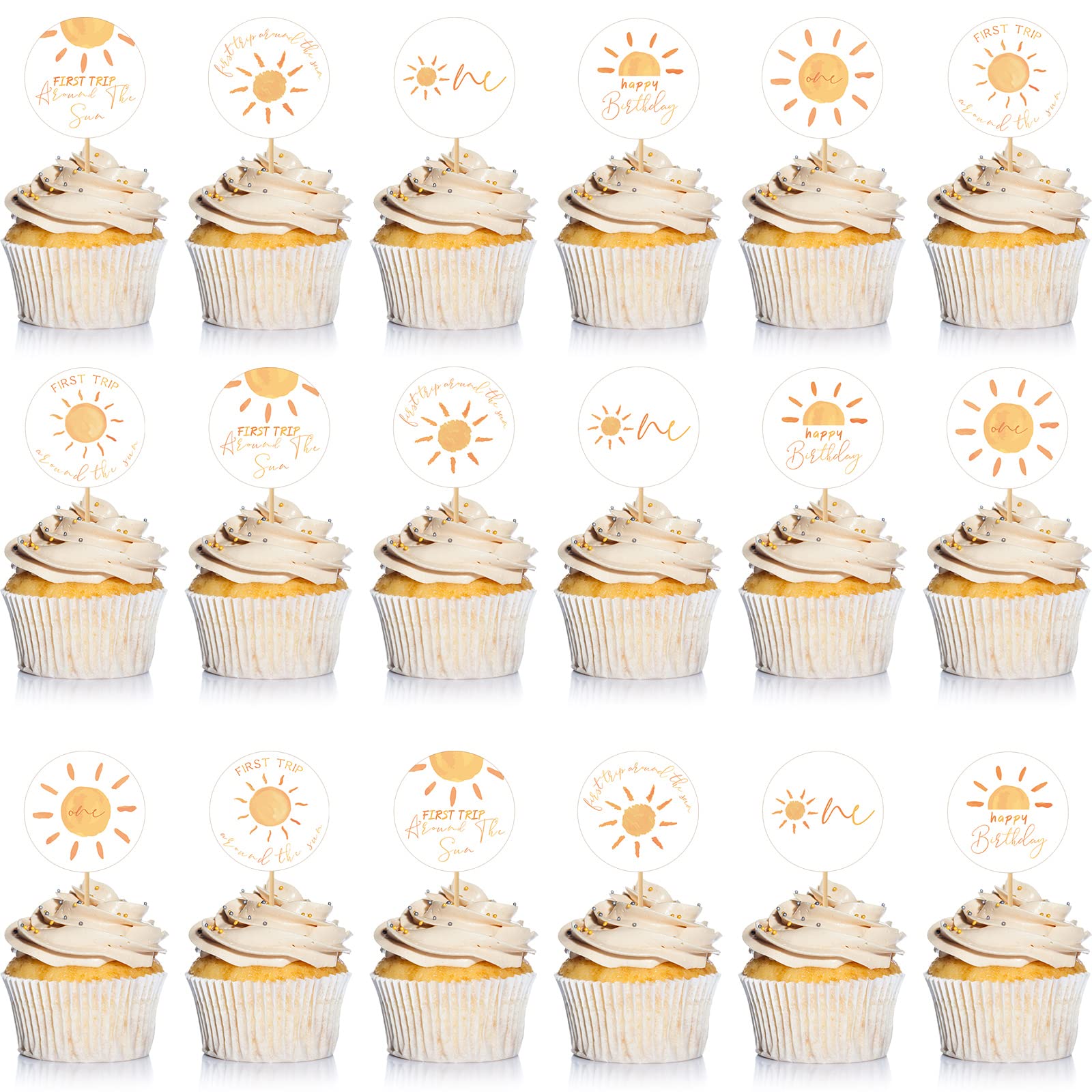 Amazon.com: Fuutreo 48 Pcs First Trip Around the Sun Cake Topper Sunshine  Cupcake Toppers Sun Cupcake Toppers 1st Birthday Baby Shower Cupcake Toppers  1st Trip Around the Sun Birthday Decorations for Boys