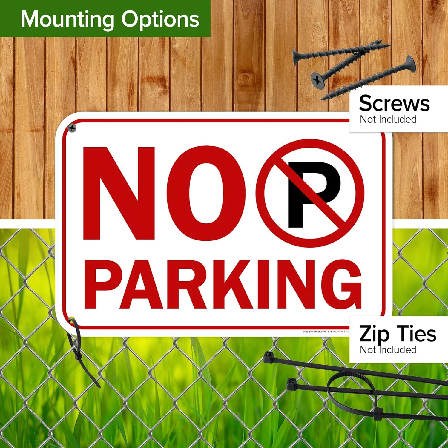 No Parking Graphic Sign, 12x18 Inches, 55 mil thick HDPS (high density polystyrene), Made in USA by My Sign Center