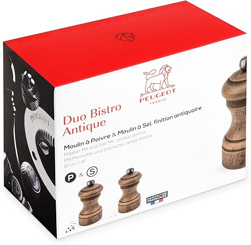 Miniatura 4 de Peugeot Bistro envejecido madera de haya 4 inch Juego de molinillo de sal y pimienta