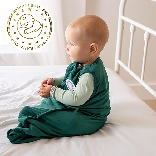 Miniatura 2 de Dreamland Baby Saco de dormir ligero de viscosa de bambú (0-6 meses). Manta ultrasuave 1.0 TOG con cremallera de 2 vías. 95% viscosa, 5% elastano