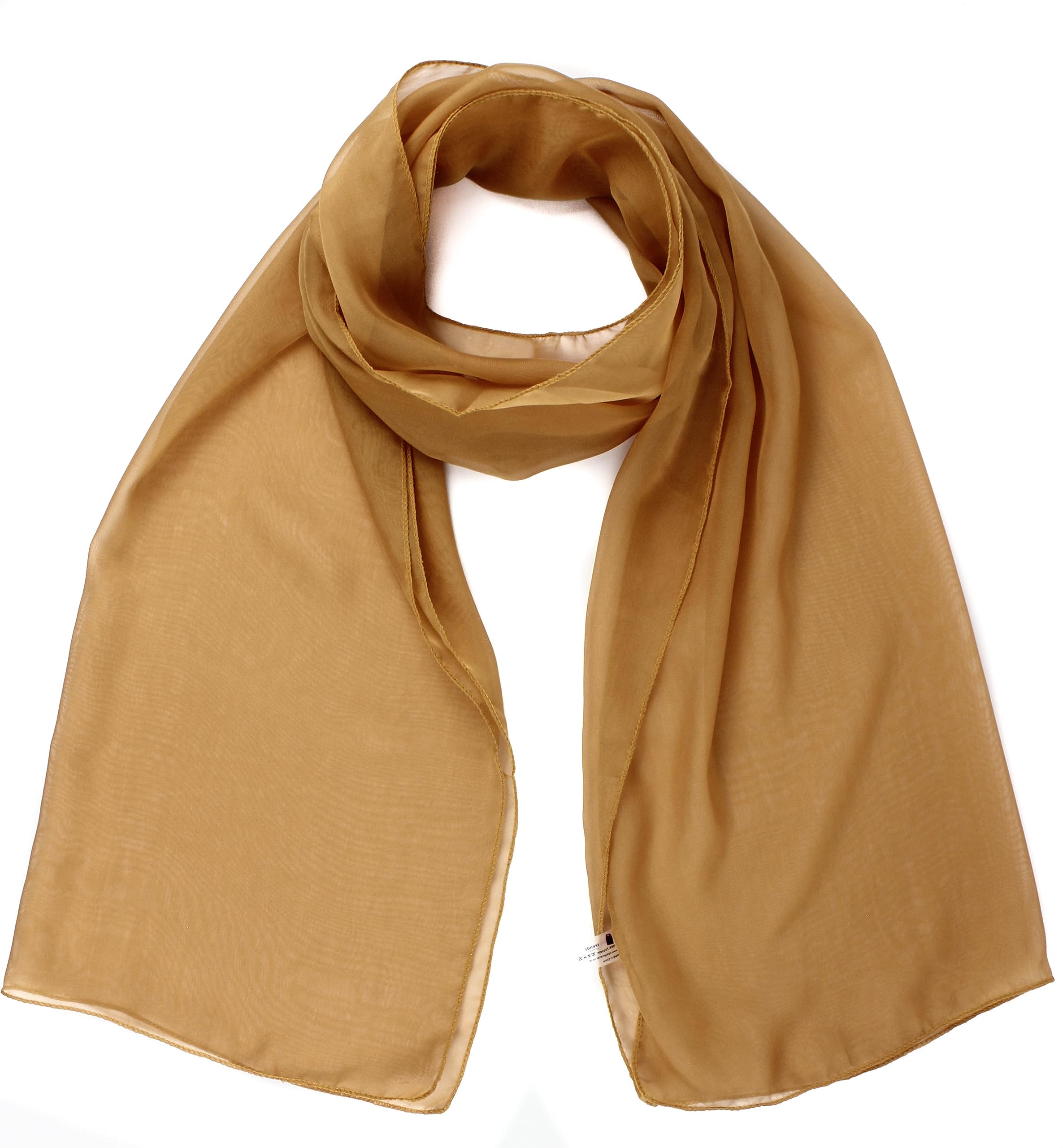 Mytoptrendz Women's Mustard Brown Mytoptrendz® Chiffon Scarf Plain Lightweight Sheer Wrap For (Mustard Brown)