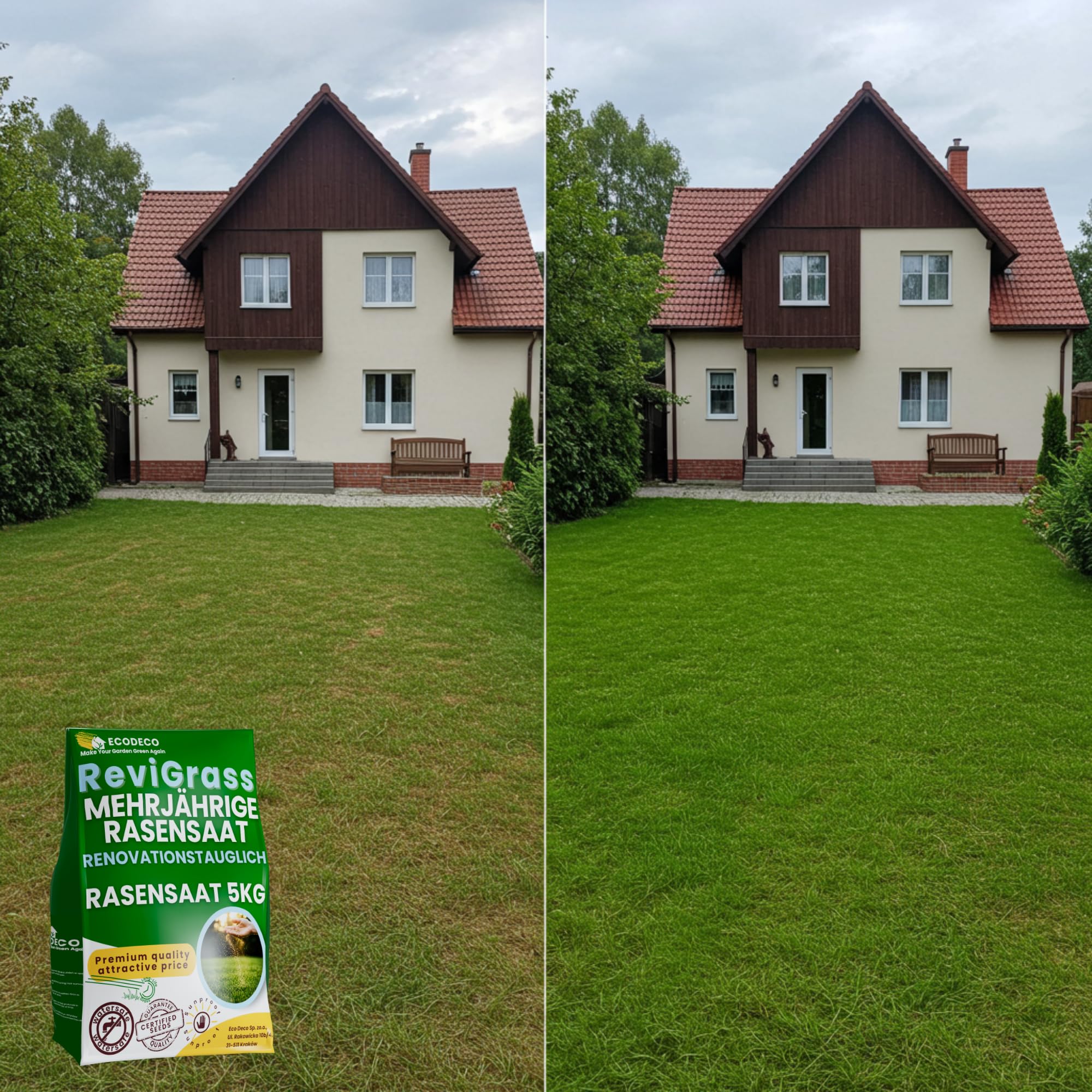 Semi Prato a Crescita Rapida 5kg per 200m² | Sementi Erba per Rigenerazione e Semina – Mix 100% Loietto Perenne e Festuca Resistente per Tappeto Erboso Folto e Durevole