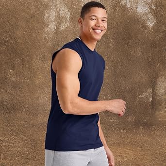 Hanes Men's Essentials Midweight Muscle T-Shirt Pack, Cotton Muscle Tank Shirts, 3-Pack