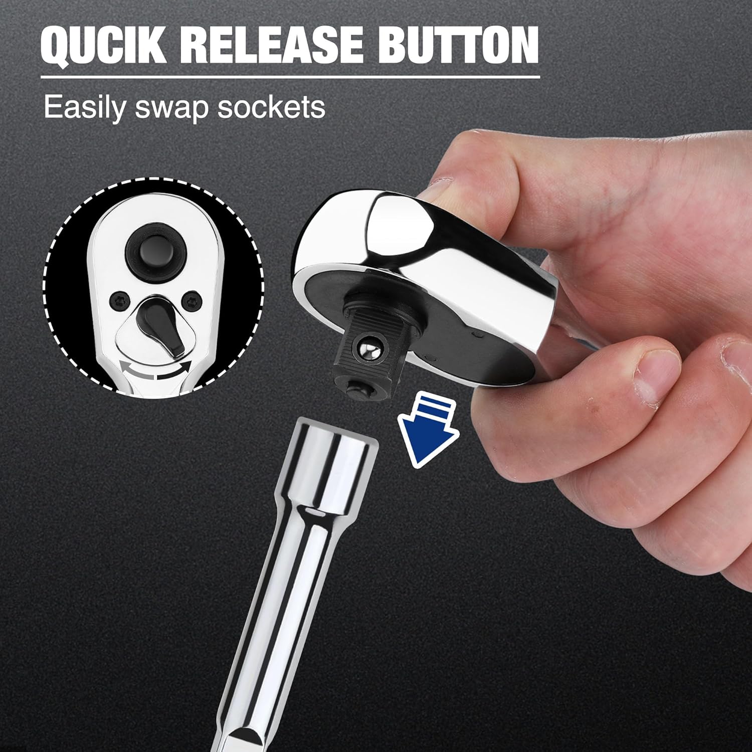 WORKPRO 1/2-Inch Drive Ratchet and 7 Pieces Impact Socket Adapter Set