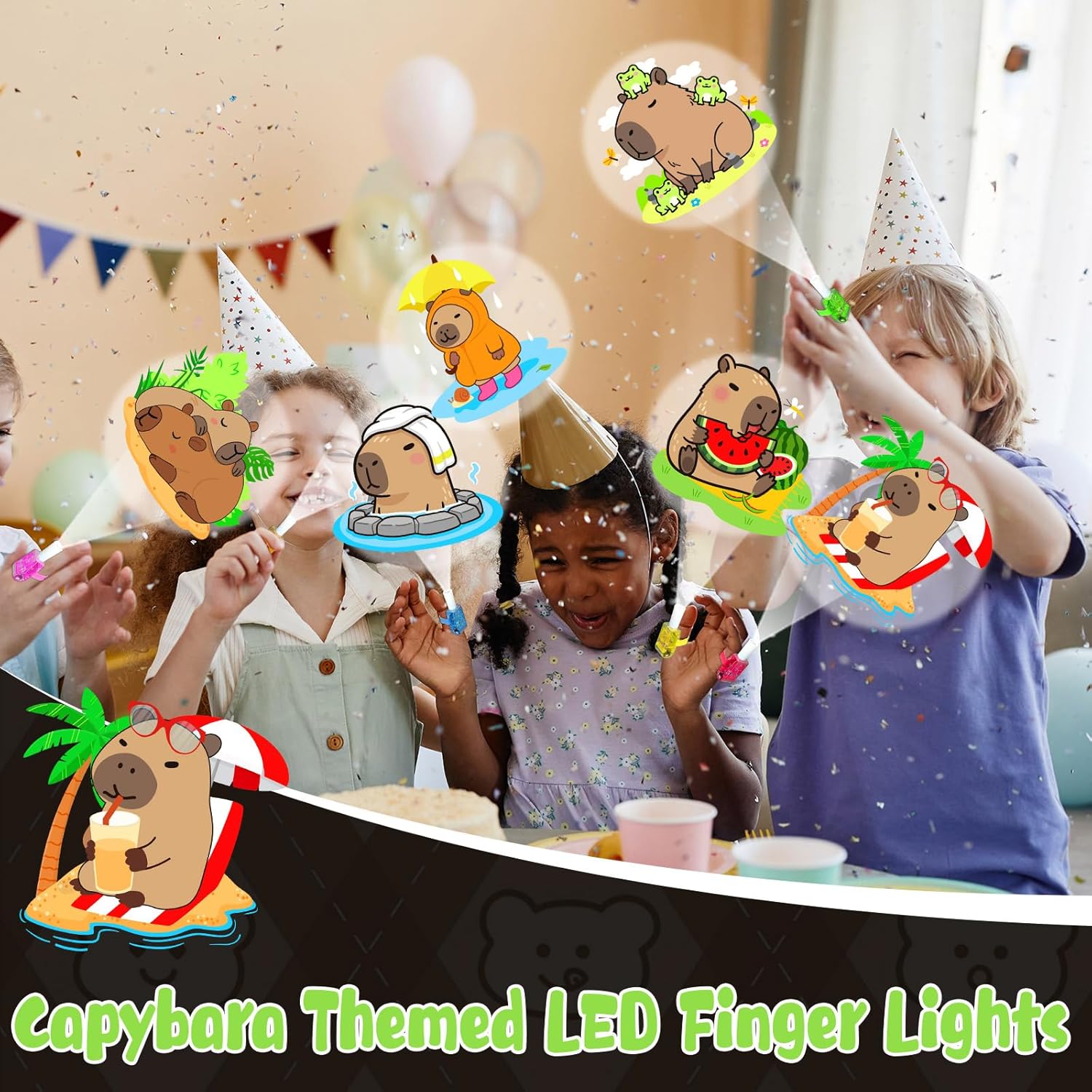 36Pcs Capybara LED Finger Lights Animal Party Favors Glow in the Dark Light Up s Capybara Themed s Bulk for Birthday Party Favors Treasure Box Goodie Bag Stuffer Birthday Gifts Prize