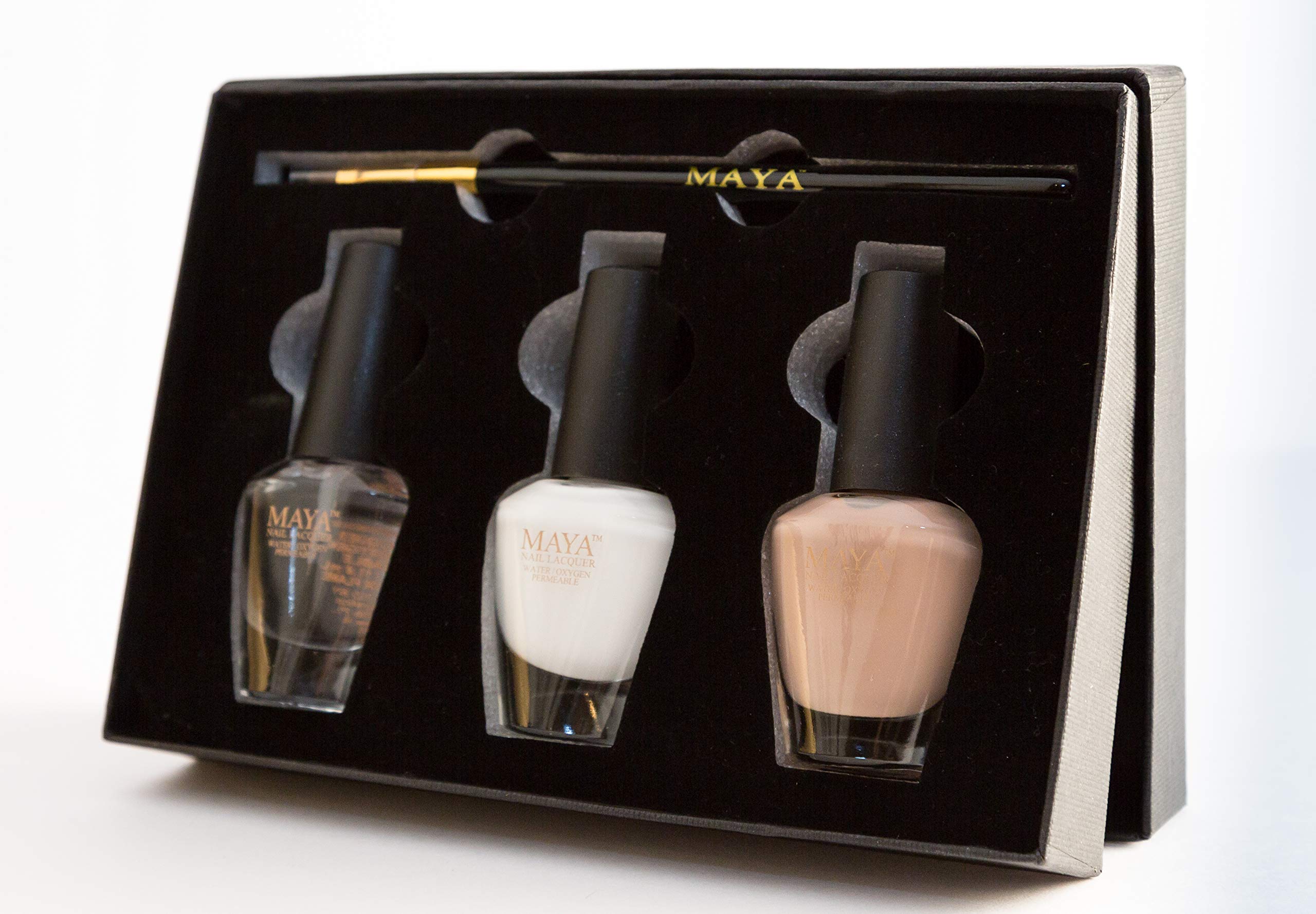 MAYA HALAL, BREATHABLE & TOXIN-FREE VEGAN NAIL POLISH (FRENCH MANICURE SET with brush).