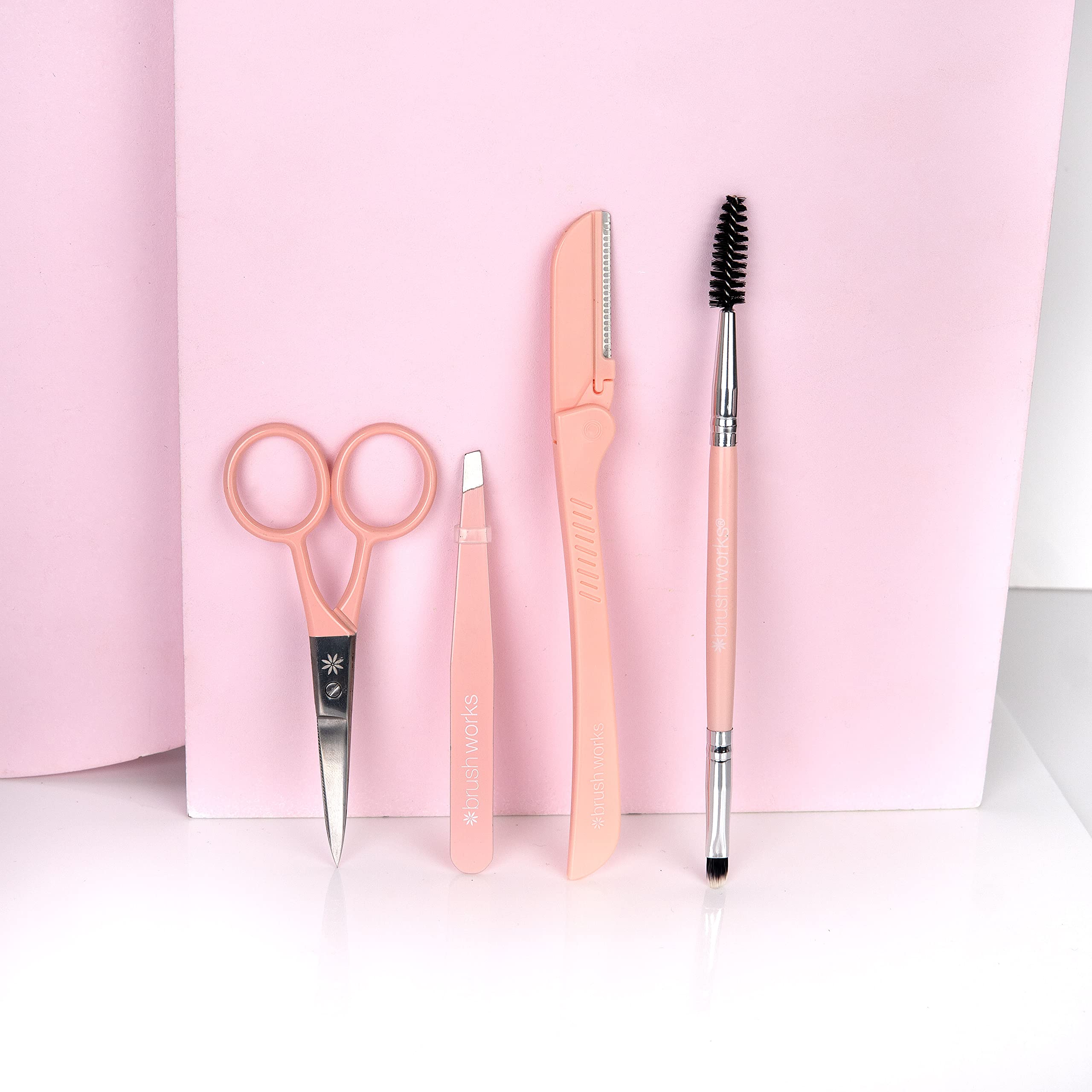 Brushworks Perfektes Augenbrauen-Set - 4-teilig Mit Schere, Pinzette, Rasierer & Pinsel
