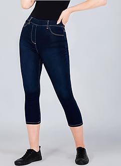 CityComfort Womens Cropped Jegging Jeans, 3/4 Length High Waist Denim Leggings
