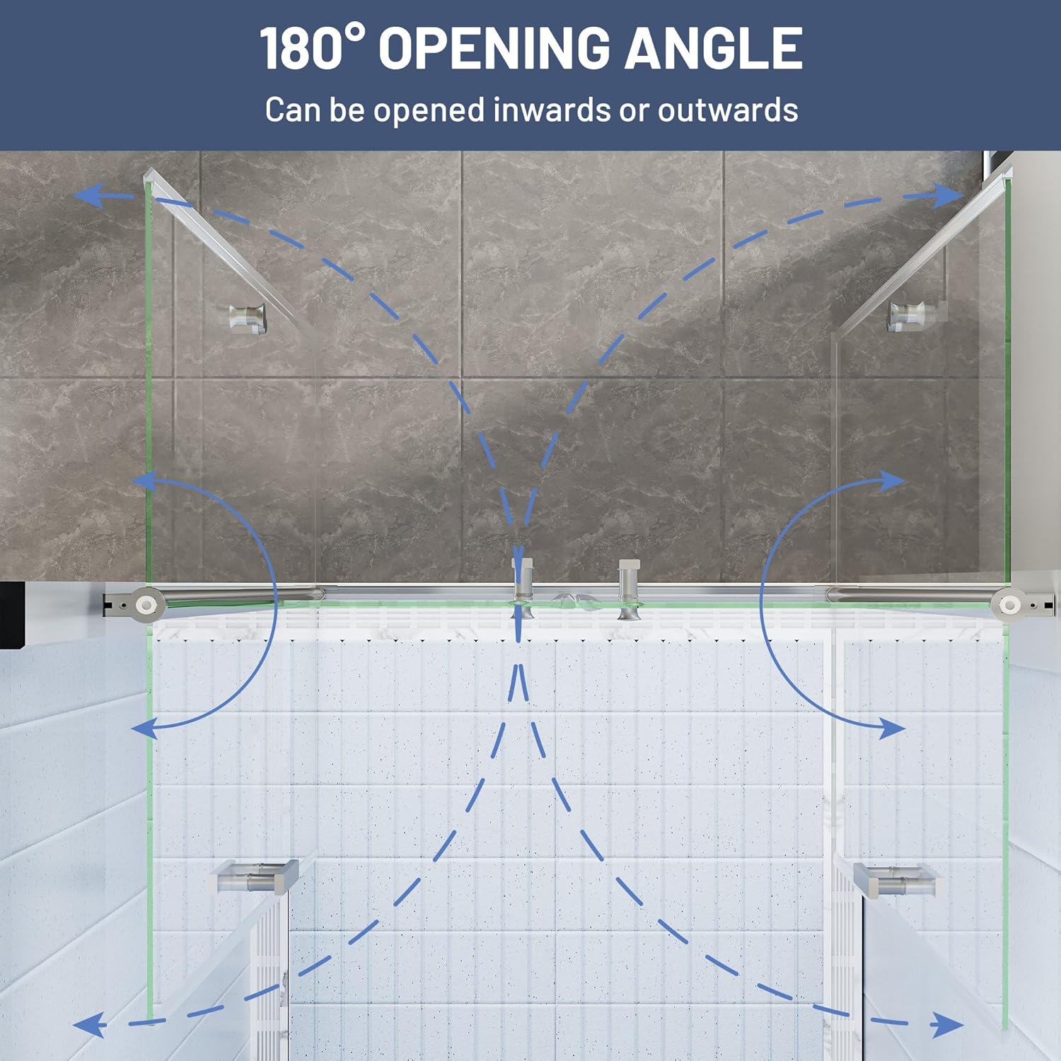 42" W ×72" H Frameless Pivot Shower Door, Pivot Swing Shower Glass Door, 1/4"(6mm) SGCC Clear Tempered Glass Shower Door,Brushed Nickel