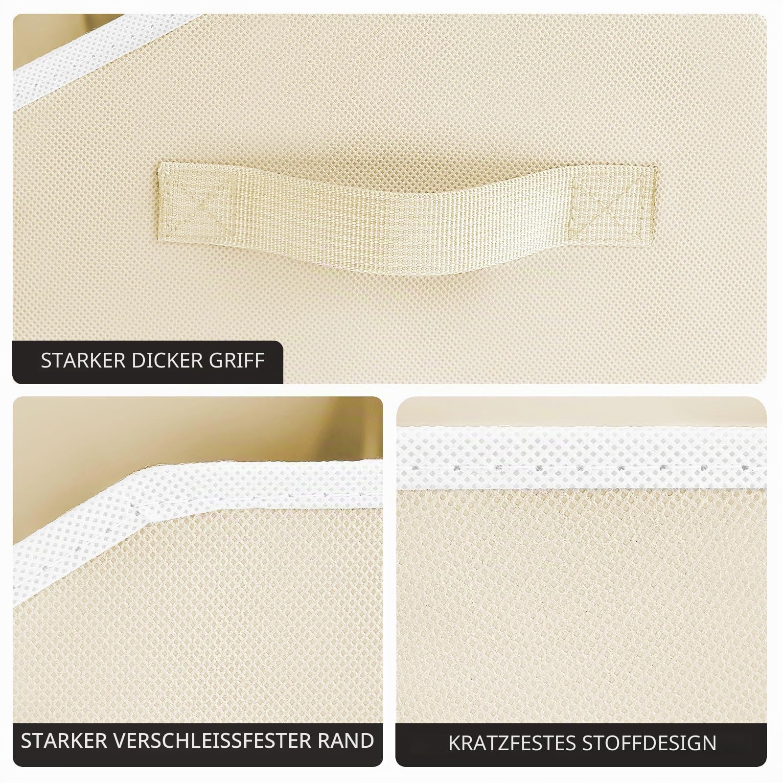 Homsorout Aufbewahrungsboxen Stoff, Trapezförmige Aufbewahrungskorb, Faltbare Aufbewahrungskiste mit Griff, 8 Stück Kleiderschrank Organizer für Kleidung, Würfelregal, Spielzeug, Beige