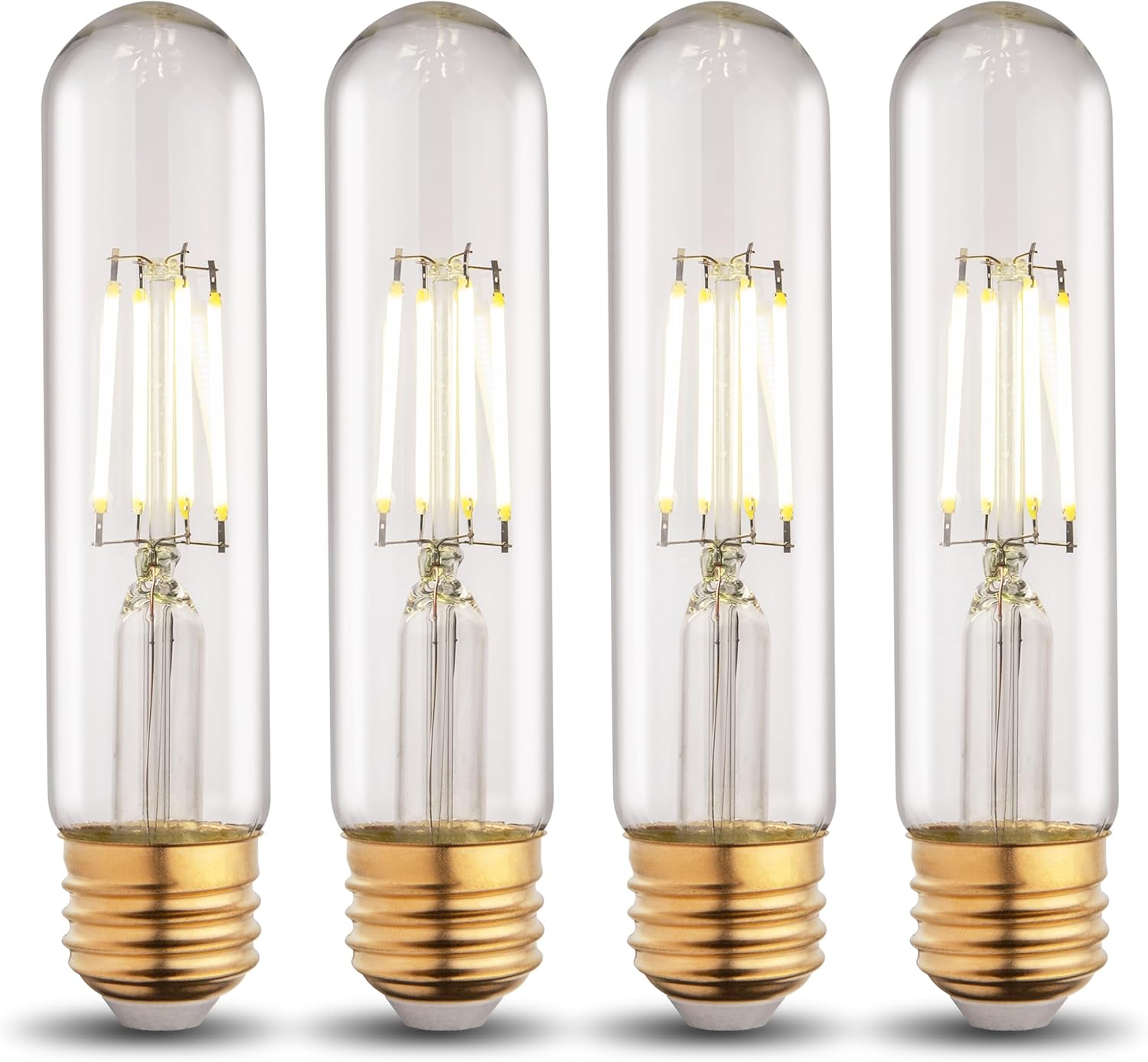 T10 Tubular Led Bulbs 60w Equivalent, Dimmable 5.25 Inch Led Tube Bulb, E26 T30 Edison Tubular Clear Light Bulbs, 5000K Cool White Long Skinny 6W 4 Pack