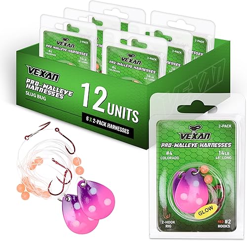 Miniatura 17 de Vexan Glow Walleye Spinner Rig - Worm & Crawler Harnesses for Live Bait Fishing