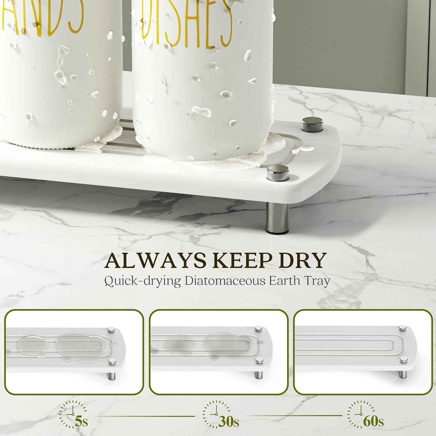 Gold Soap Dispenser Set Comes with Stainless Steel Pumps, Instant Dry Tray, and Dish Scrub Brush, Kitchen Soap Dispenser Set Suitable for Kitchen Decor and Bathroom Accessories(Gold) - Image 3