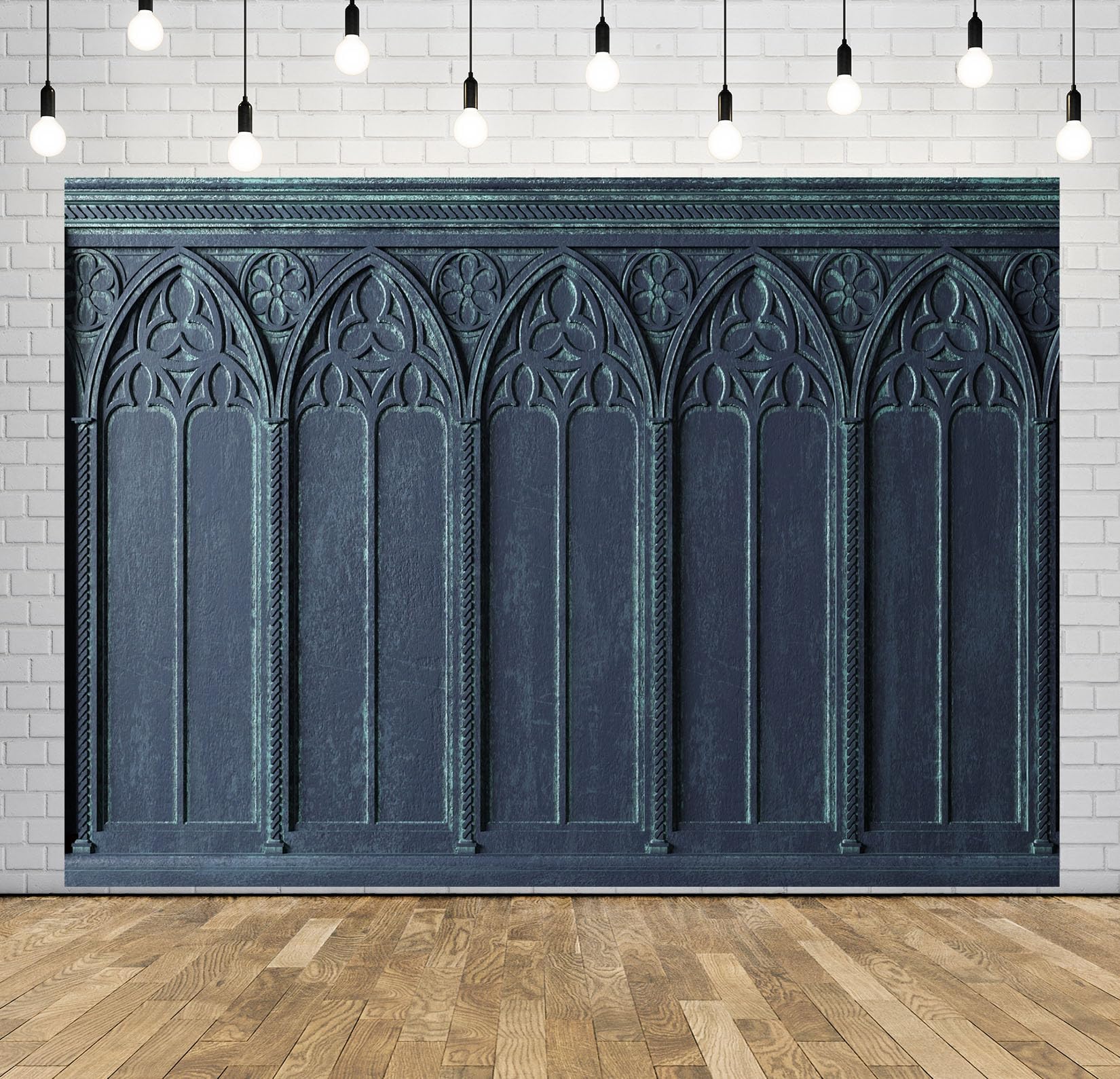 15x8FT (4.6x2.5m) Parete Gotica Blu Ad Archi Sfondo Fotografico