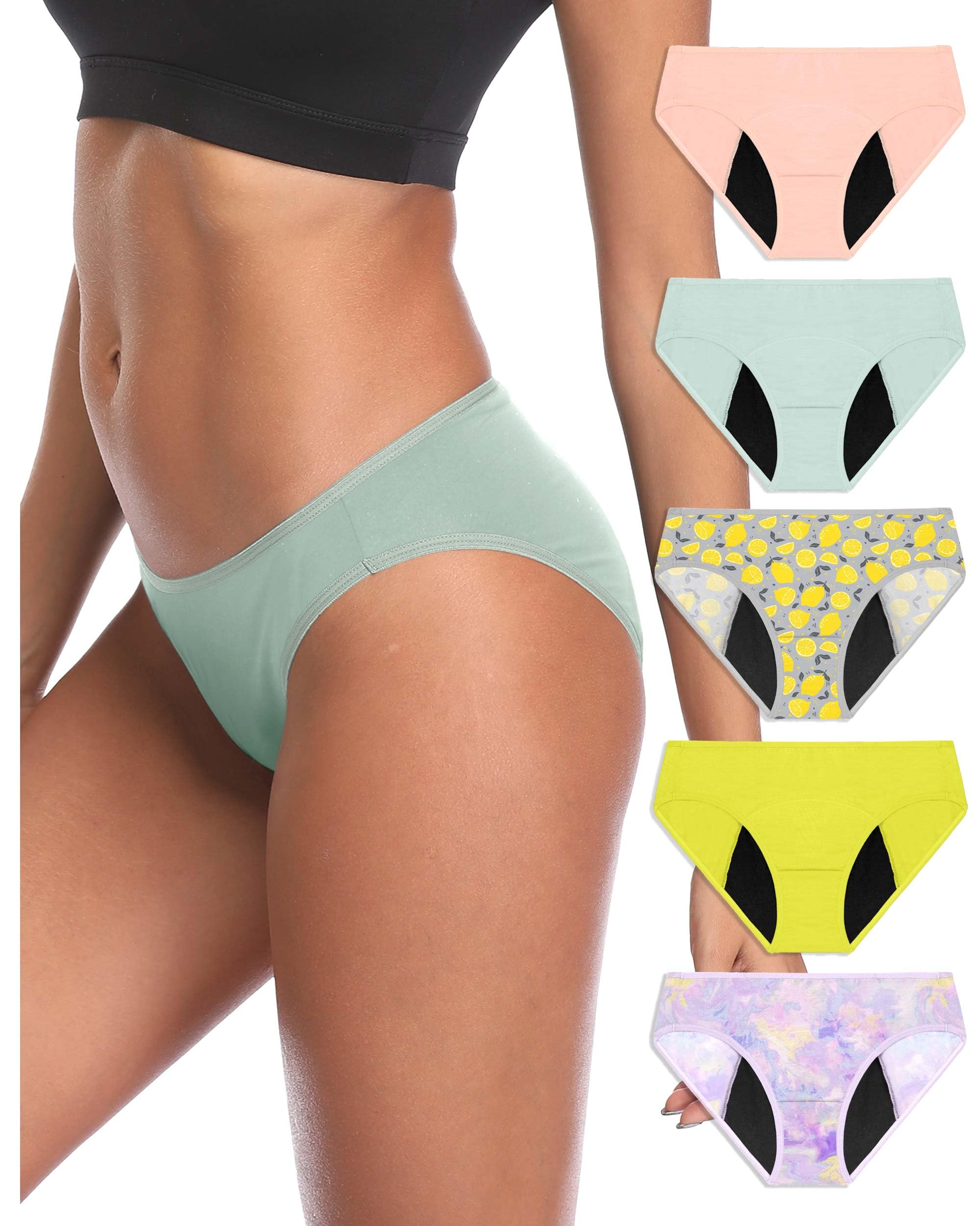 Neione Period Underwear Menstrual Panties Comfortable Modal Bikini Cheeky Briefs for Women Girls