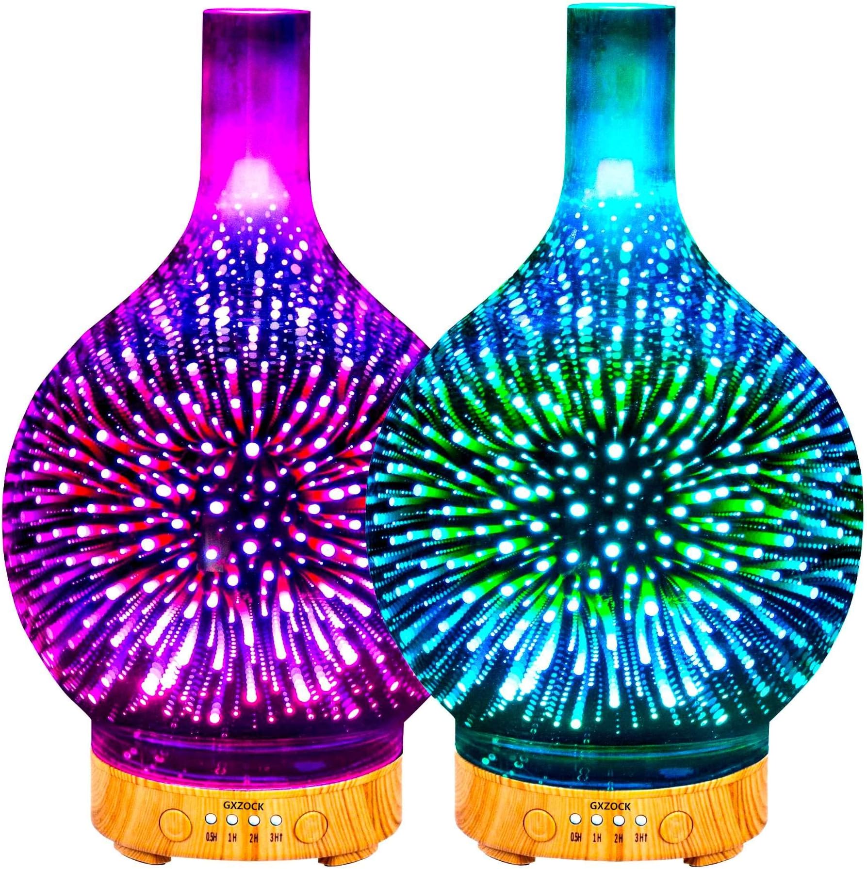 Essential oil Diffusers 3D Glass Starry Sky Aromatherapy Oil Diffuser Cold Mist Ultrasonic Humidifier With 7 Color Changing LED 120ml, Home, Office, Yoga, Baby, Sleep,Water shortage automatic shutdown