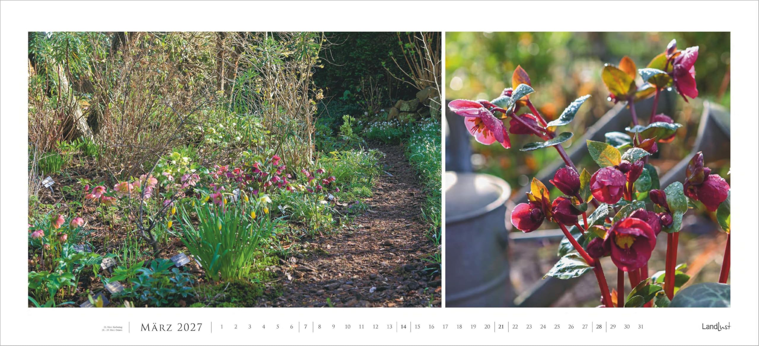 LandLust Panorama: Garten-Kontraste 2027: Wandkalender 110x50 cm mit großformatigen Fotografien aus Landhaus-Gärten | Wandkalender 110x50 cm mit großformatigen Fotografien aus Landhaus-Gärten