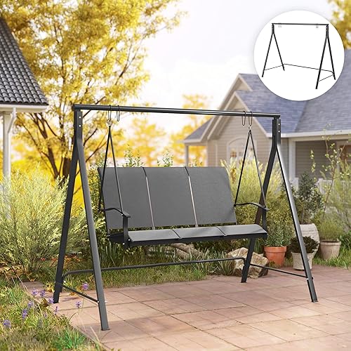 Miniatura 17 de Outsunny Soporte de columpio de metal para porche, marco de columpio resistente, solo soporte para silla colgante, capacidad de peso de 528 libras