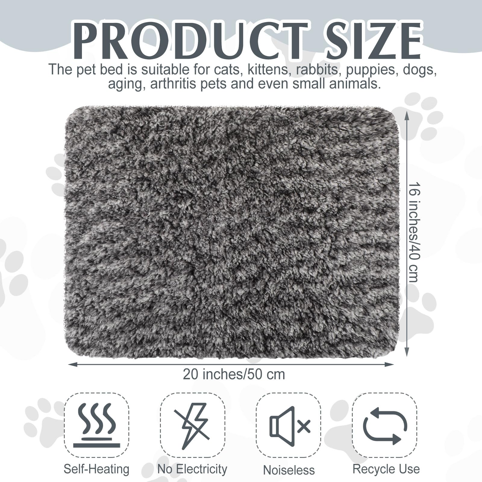 Photect Drydiet 4 Pack Self Warming Cat Bed Self Heating Dog Cat Pad Extra Warm Thermal Washable Pet Kennel Pad Crate Bed Mat Removable Cover Non Slip for Indoor Outdoor Pets (16 x 20 Inch,Gray) - Image 2