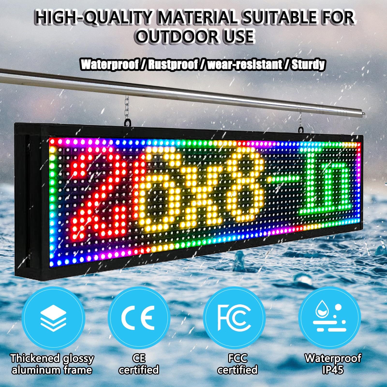 Diginal Led Signage Custom Digital Led Signs Outdoor P10 RGB LED Digital Sign - 26x8 Inch WiFi ...