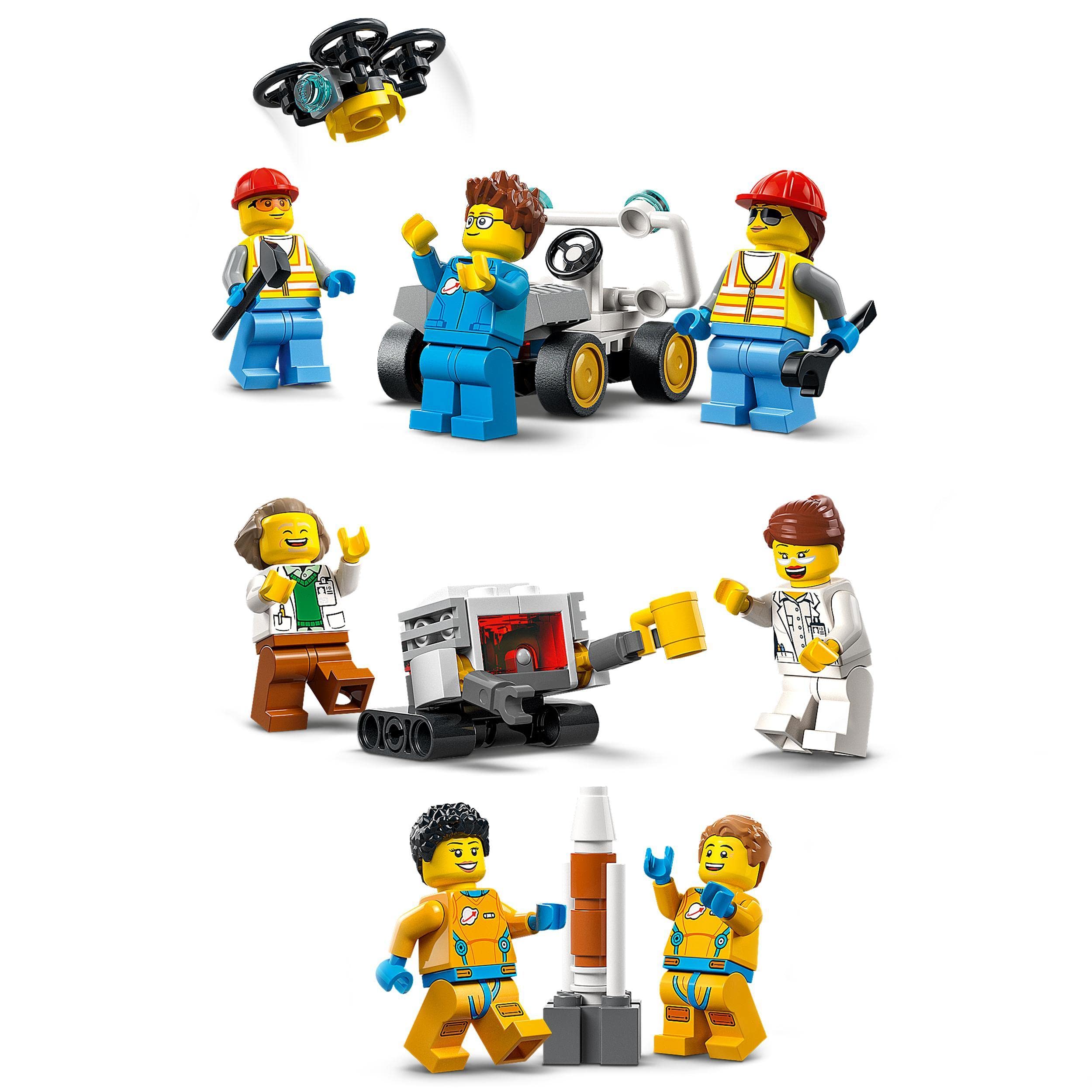 LEGO 60351 Start Rakiety z Kosmodromu, Kosmiczna Zabawka dla Dzieci, Zestaw Inspirowany NASA z Łazikiem, Obserwatorium i 7 Minifigurkami Astronautów