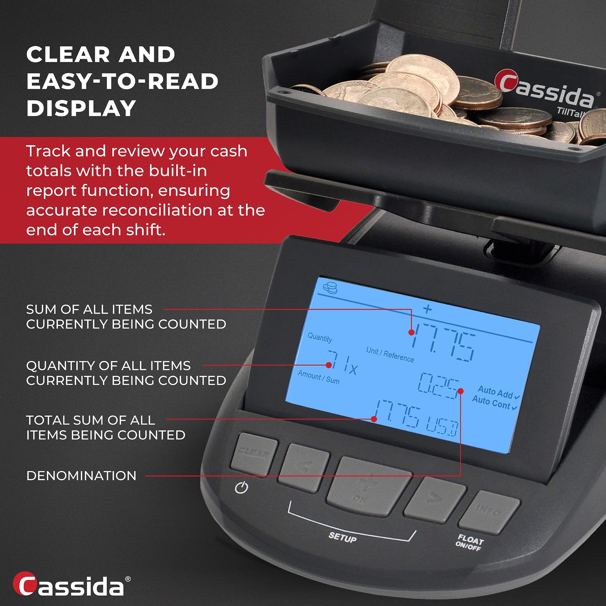 Cassida Professional Money Counting Scale Bill Counter (Till Tally), 1  Pack, Black : Amazon.ae: Office Products