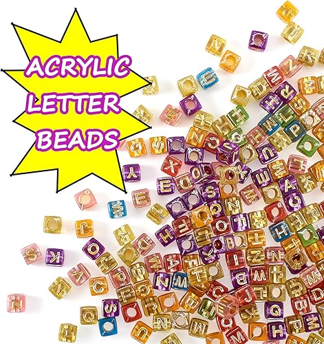 Vista 136 de FASHEWELRY 300 cuentas de letras acrílicas blancas de 0.236 x 0.236 pulgadas (0.236 x 0.236 in), cuentas del alfabeto para hacer pulseras
