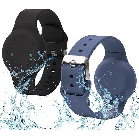 Safe Kids AirTag Bands, 2 Pack Waterproof Silicone AirTag Wristband for Kids...