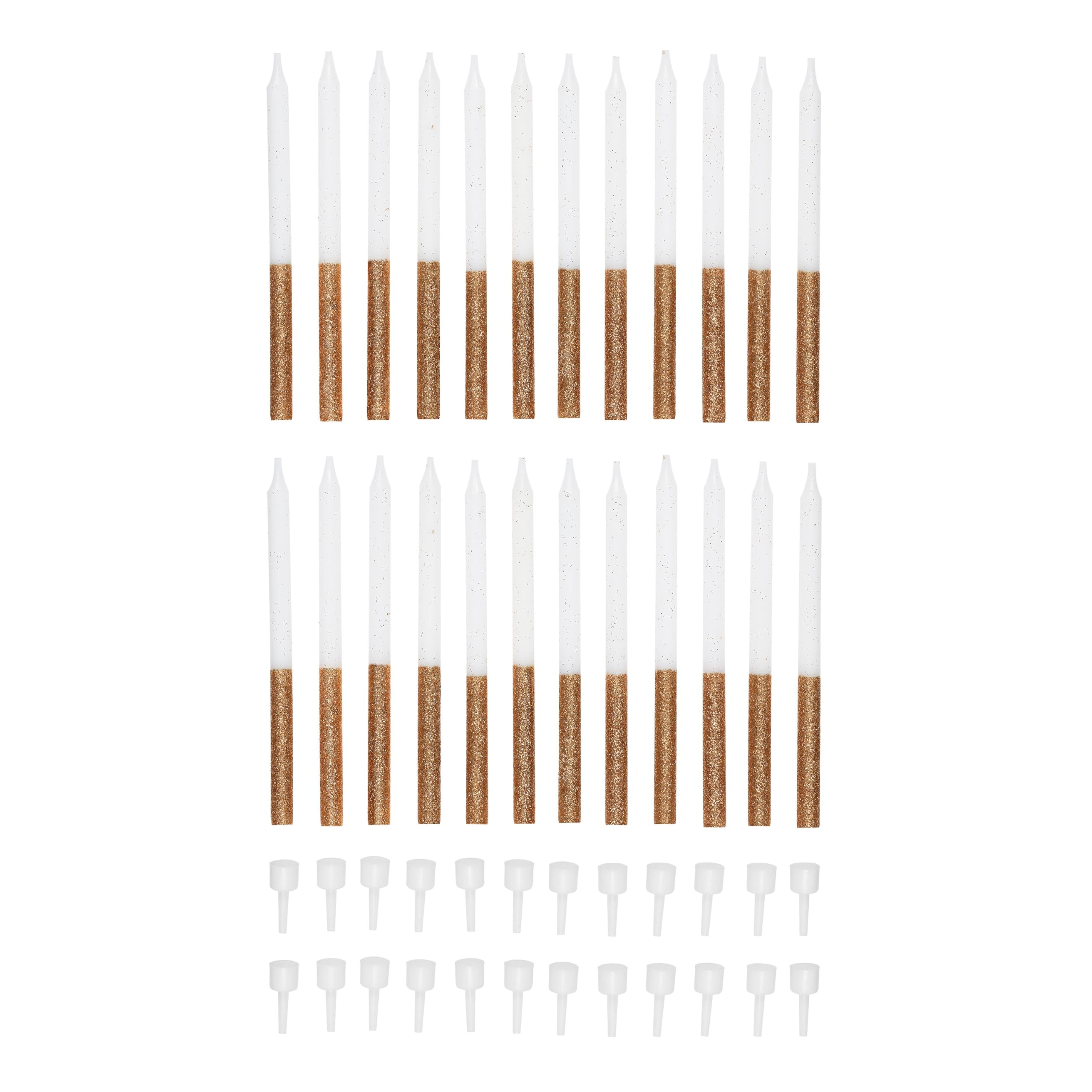 Tala 24 Gold Glitter Candles, Includes 24 Holders, Perfect for Parties and Events