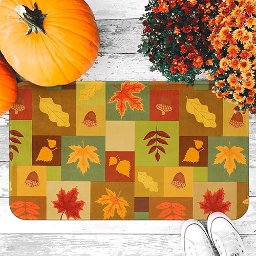 Miniatura 4 de Yinhua Juego de 2 alfombras de cocina acolchadas antideslizantes con hojas de arce, tapetes de cocina absorbentes de agua para el suelo, decoración