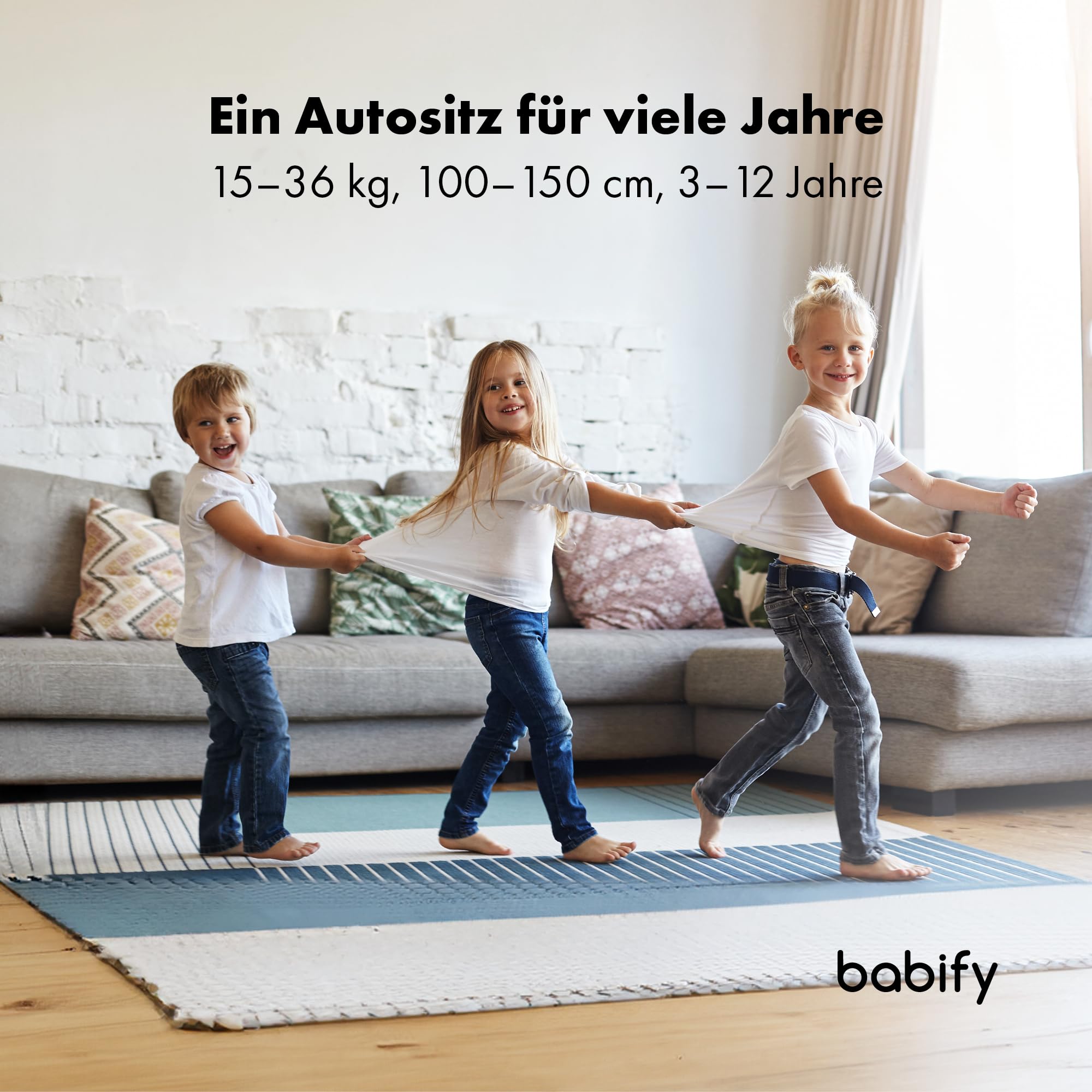 Babify FlexiFit Basic Kindersitz 15–36 kg - ECE R129, Isofix, 13-Fach Verstellbare Kopfstütze, Faltbares Design, Waschbarer Bezug, Auto Kindersitz Ab 3 Jahren, Schwarz