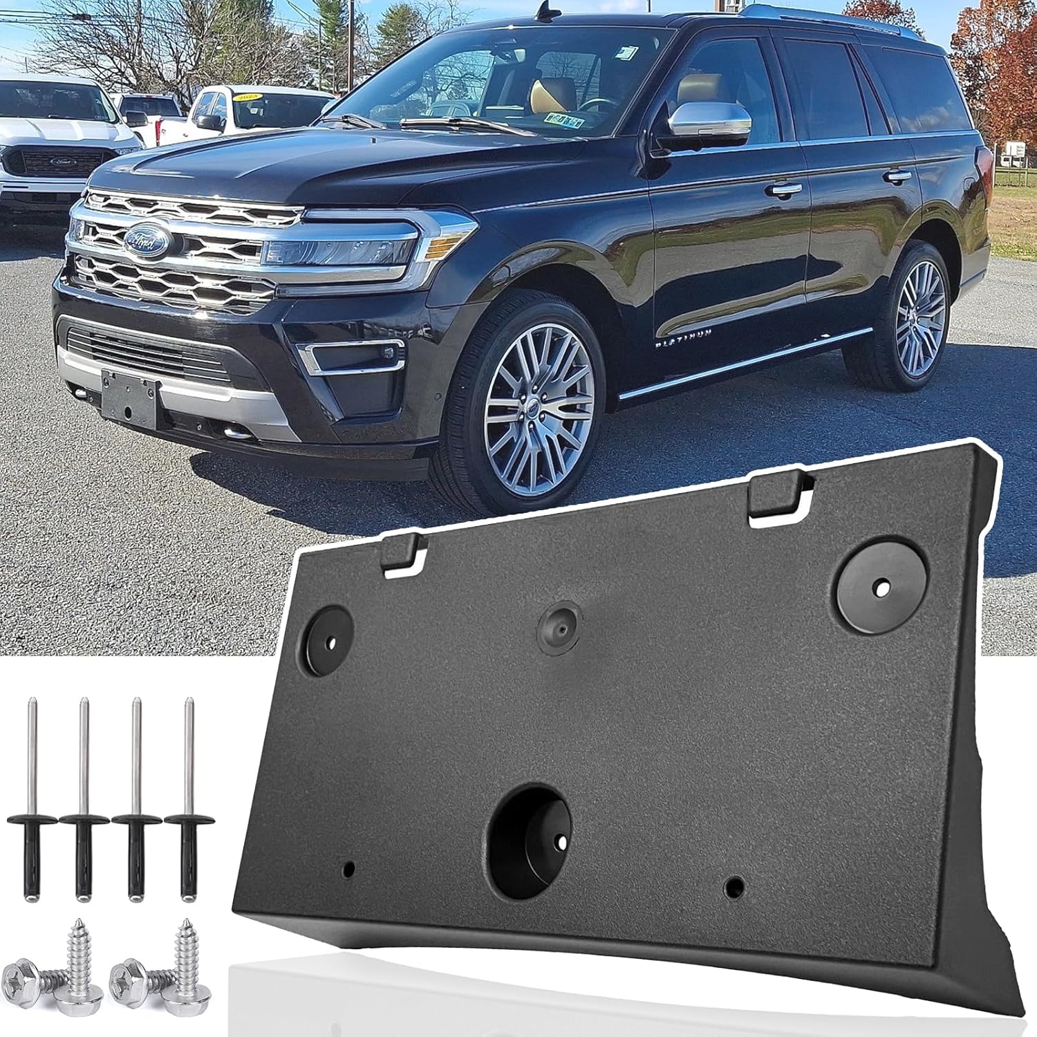 Front License Plate Frame for Ford Expedition 2022 2023 2024 Front Bumper License Plate Holder Mounting Bracket Cover Replace # NL1Z-17A385-AA Partslink # FO1068194