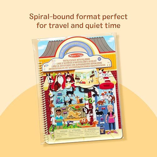 Miniatura 7 de Juego con pegatinas en relieve, de la marca Melissa & Doug, Libro de actividades "lugar de mascotas" con adhesivos acolchados