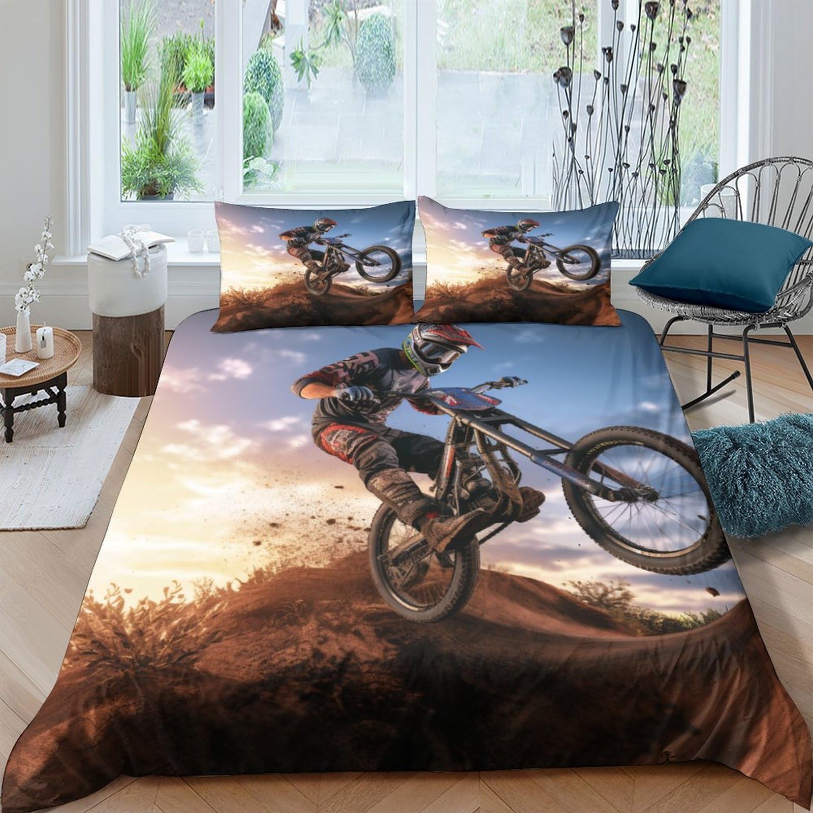 Housse de couette course de moto pour relooker une chambre d'enfant ou d'ado