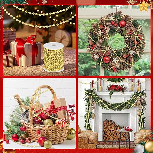 Miniatura 2 de Guirnalda de cuentas para árbol de Navidad de 33 pies, guirnalda de perlas artificiales, guirnalda de perlas de plástico, guirnaldas de cuentas para