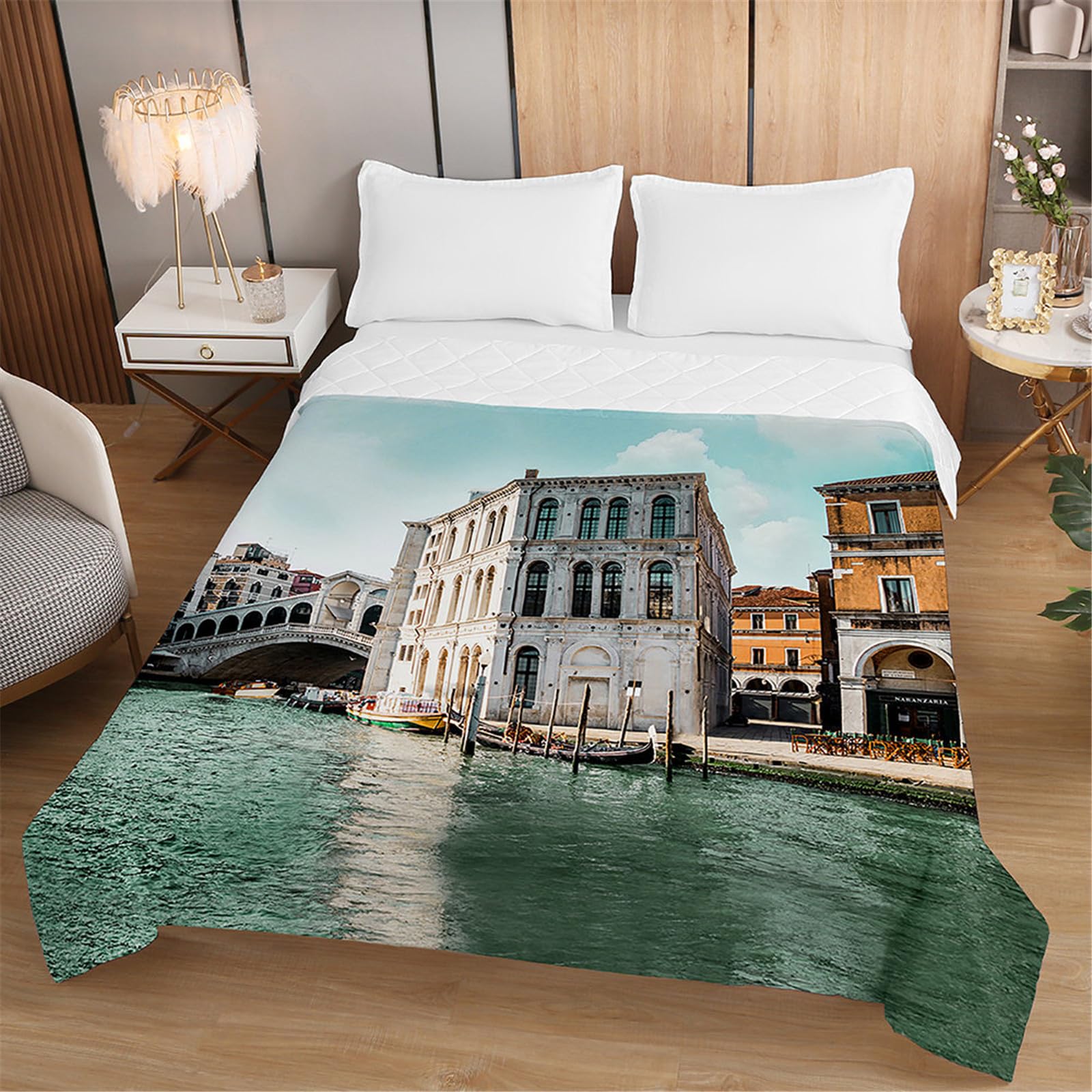 Odot Trapuntino Copriletto Trapuntato Estivo Matrimoniale Singolo, 3D Tropicale Stampa Coperta Letto Morbida Traspirante Trapunta Camera da Copri Letto (180x220cm,Delfino Nero