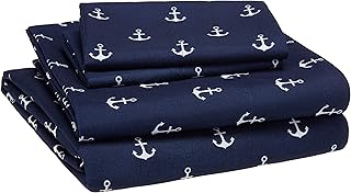 Amazon Basics Kid's Sheet Set - Soft, Easy-Wash Lightweight Microfiber - Full, White Anchors