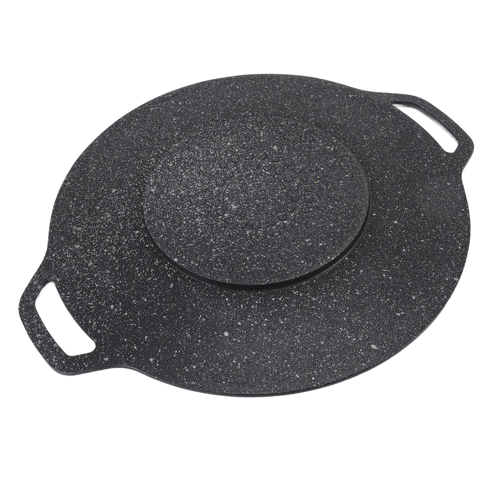 Padella per Barbecue Coreana, Piastra Rotonda con Rivestimento Antiaderente a 6 Strati, Piastra per Barbecue Rotonda, Griglia in Ghisa Smaltata, Compatibile per Induzione, Fornello a Gas, Piano(30 cm)