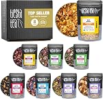 Tiesta Tea - Tiesta Dégustation de feuilles molles Tea Échantillonnage à haute teneur en caféine & Iced Tea | Prime Tea Échantillon avec noir, à base de plantes, fruit, vert & Origine unique Tea Mélanges - 45 Pouches d'échantillons refermables