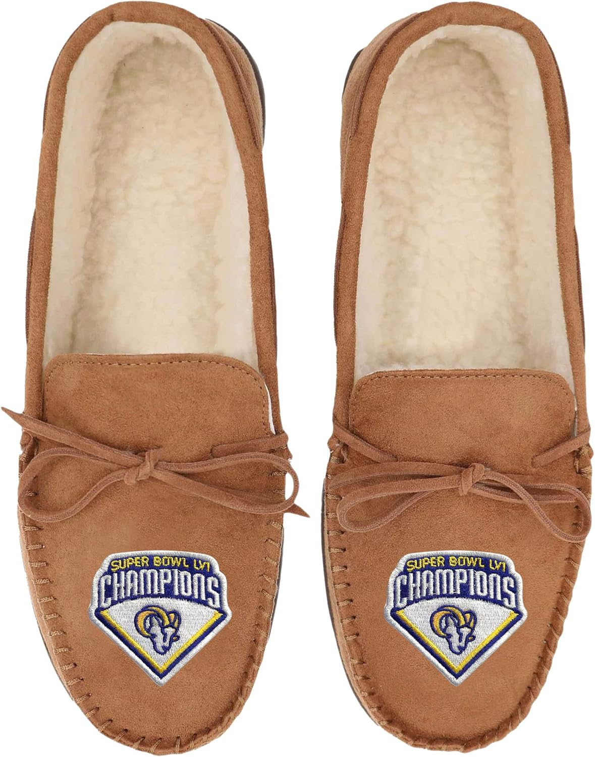 FOCO Los Angeles Rams NFL Super Bowl LVI Champions Mens Moccasin Slipper